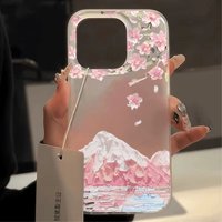 Japanese Fuji Mount Cherry Blossom Phone Case For iPhone 11 12 13 14 15 16 E Pro Max XR X XS Mini Plus SE 2020 2022 Transparent