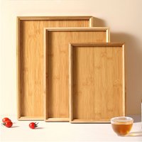 Rectangular Bamboo Tray Solid Color Wooden Fruit Snack Plates Kitchen Accessories Household Dinner Plates