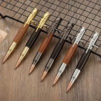 High-end Creative Bullet Bolt Action Black Ink Mahogany Ebony Metal Body Ballpoint Pen Decompression Retractable Business Gift