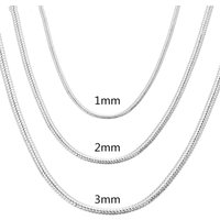 40-75cm 925 Silver-Color 1mm/2mm/3mm Solid Snake Chain Necklace For Men Women Fashion Jewelry For Pendant Free Shipping