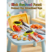Children's Kitchen Toy Set Simulated Lobster King Crab Cutting Fruits Shell Seafood for Kids Early Educational Assembly Gift