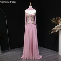 Contessa Custom Pink Chiffon Evening Dress Draped Cape Strapless Prom Dresses 3D Floral Vestidos De Noche Elegant Formal Evening image 4