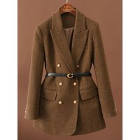 Comes With Belt A Vintage Wool Jacket For Women Autumn And Winter 2026 New Popular Seasonal Green Temperament Top Female Blazer