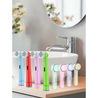 4x Replacement Brush Heads & 4x Toothbrush Head Dustproof Protective Cover Caps Set, Compatible with Oral B Electric Toothbrush