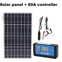 Portable Solar Panel Kit With 60A Auto Controller And USB Output For 12V 24V Battery Charging In Outdoor Garden Home