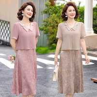 Summer New Print Splice Dress Fashionable Slim and Elegant Retro lapel Knee A-line Dress Loose Dresses