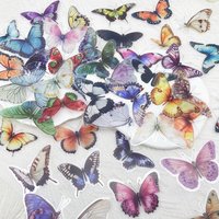50Pcs Colorful Butterfly Graffiti Transparent Stickers Scrapbooking Collage Material Decorate Guitar Waterproof Sticker