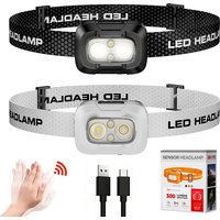 PACOONE Ultralight Rechargeable Headlamp Multi Warm White Red Light Super Bright Head Torch for Night Run Hiking
