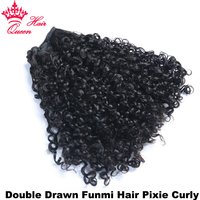 Double Drawn Pixie Curl Funmi Hair Hair Bundles Brazilian Bouncy Curly 100% Virgin Human Raw Hair Extensions Queen Hair Products