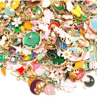 20/30/40/50pcs Alloy Enamel Golden Plated Charms Various Mixed Pendants For DIY Bracelet Necklace Jewelry Making Accessories