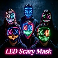 Wireless Full Face Purge Mask Scary Horror Cosplay Props Masquerade Carnival Masks Glow in the Dark Party Dress up Mask Supplies