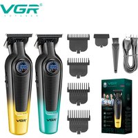 VGR NEW Men's Electric Hair Clipper Gradient Metal Body Hair Trimmer LED Intelligent Digital Display Home Carving Pusher V-996