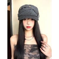 Niche Design Sense Retro Washed Flat Top Berets for Women Spring and Autumn Casual Versatile French Elegant Equestrian Hats
