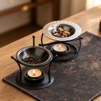 Essential Oil Warmer, Aromatherapy Incense Iron Burner Candle Heating Holder Tea Roasting Stove Aroma Candlestick Home Spa Decor