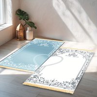 VIKAMA Two-piece set of heart-shaped luxury Islamic prayer mats for couples, worship rug, Muslim prayer mat, pilgrimage rug