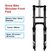 Snow Bike Mechanical Front Fork, 20 ",26",Aluminum Alloy Shoulder Fork,160mm Stroke,Hydraulic Lock,Shock Absorber,4.0 Tire Bike