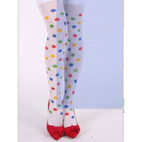 PESENAR A dress for holiday party over-the-knee socks Colorful polka dot white pantyhose Slim legs for Halloween party