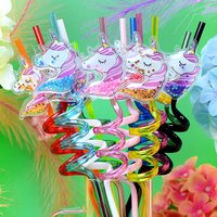 8-pack of unicorn-themed party straws, perfect for holiday parties, birthday parties, wedding parties, and decorations