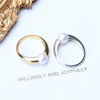 Pure Natural 7-8mm Round Aurora Akoya Freshwater Pearl S925 Sterling Silver Rings Simple Temperament Wild Classic Women Jewelry