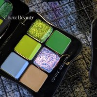 CHOIZ BEAUTY 6 Color Eyeshadow Platte Green Matte Chameleon Shimmer Glitter High Pigmentated Eye Shadow Gothic Eyemakeup