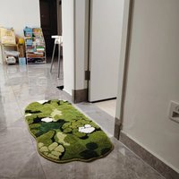 VIKAMA Modern Minimalist Green Camouflage Pattern Rug Soft Skin-Friendly Material Suitable For Living Rooms Bedrooms And Hallway