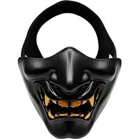 Bullsgetin Airsoft Half Face Mask - Evil Demon Monster Kabuki Samurai Hannya Oni Masquerade Ball, Party, Halloween, Cs War Game