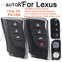 Car Key Smart Remote Key for Lexus RX300 RX350 RX450H ES300h ES350 RX270 231451-3590 0440 3410 P4=AA 312/314/433.58/434.42MHz