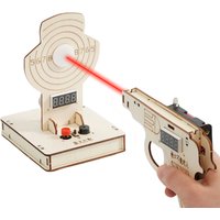 DIY Laser Target Shooting Device Wooden Laser Target Trainning Toy Handmade Assembled Target Shooting Model for Hunting Practice