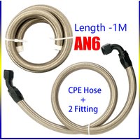 CPE 1M AN6 Fuel Hose Fitting Oil Line Pipe Tube Nylon Stainless Steel Braided Rubber With0 45 90 180 Degree Swivel Black connect