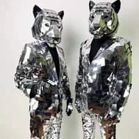 Mirror Tiger Mask for Men Women Disco Stage Performance Shiny Costume Cosplay Roleplay Rave Accessories Festival Accessories