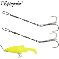 Spinpoler 3pcs Stinger Rig Leader Jig Hook With Treble Hook Stainless Steel Line Soft Bait Freshwater Saltwater Bass Pike Tackle