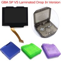 HISPEEDIDO V5 Pre-Laminated IPS LCD Screen For GBA SP Real Drop in Replacement Kits With Housing Shell Easy to Install