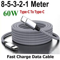 60W Super Fast Charge Cable Type C To Type C 1m 2m 3m 5m 8m Universal Extended Nylon Braided PD Data Cord for iPhone Samsung New