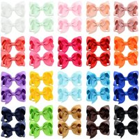 40Pcs Mixed Color Bow Hair Clips Grosgrain Ribbon Hair Accessories