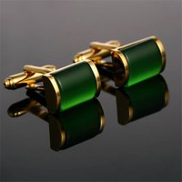 1 Pair Green Stone Commercial Cufflinks Imitation Crystal Blue Collar Cuff links French Nail Sleeve Button For Meeting