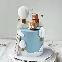 Pilot Bear Flight Theme Stars Cloud Cake Decoration Cartoon Bear Kids Boy Happy 1st Birthday Cake Topper Baby Shower Party Cake