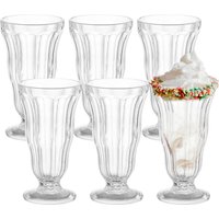Plastic Milkshake Glasses, 13.5 oz Old Fashioned Soda Glass Footed Ice Cream Cups, Clear Pina Colada Fountain Glasses Milkshake