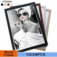 4 Colors A4 Picture Frame1/2/3/6PCS Wood Canvas Photo Frame 8x12inch Black White Brown Photo Frames Home Decor Poster Frame