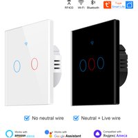 Tuya WiFi Touch Switch Light Wall Smart Switch for EU Smart Home Life Alexa Google Home 433RF WiFi Remote 1/2/3/4 Gang