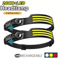 LED COB Sensor Floodlight Rechargeable Working Light Headlamp Emergency Light Outdoor Waterproof Camping Fishing Flashlight