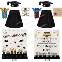 Z101+Z102 Outstanding Graduates Male female Action Figures Building Blocks Famous characters hat uniform Toys for Children Gifts