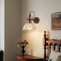 American Style Retro Wall Light Old Copper White Clear Glass E14 Bulb For Bedroom Living Room Hotel