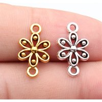 WYSIWYG 20pcs 18x10mm 2 Colors Small Flower Connector Pendant For DIY Jewelry Making Jewelry Craft Findings