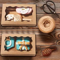 10/15Pcs Kraft Paper Pastry Boxes with Transparent Open Window for Chocolate Pie Baking Party Supplies Gift Packaging