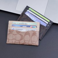 Slim Minimalist Card Holder Front Pocket Wallet Vegan Leather Monogram 6 Slots Small ID Case Driving License Pouch for Women Men