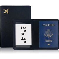 1Pc New PU Leather Passport Holder Gold Airplane Passport Bag Portable Handcrafted Sewing Passport Clip Travel Accessory Cover