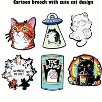 6Pcs/Set Cartoon Cat Enamel Pin Cute Cat Brooch For Women Lapel Pins Badge on Backpack Cloths Accessories Gift for Cat Lovers