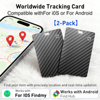 2-pack iOS Android GPS tracker smart card dual-system global Bluetooth locator card finder for iPhone Google Find My Wallet Pet