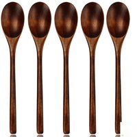 5 Pieces Wooden Spoon Set Natural Ellipse Soup Ladle Fork Eco Friendly Kitchen Cooking Utensils Korean Spoon Serving Soup