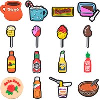 Mexican Shoe Charms Food Snacks Sauce Beer Shoes Decorations Boys Girls Clogs Sandals Wristband Accessories Kids Party Gifts